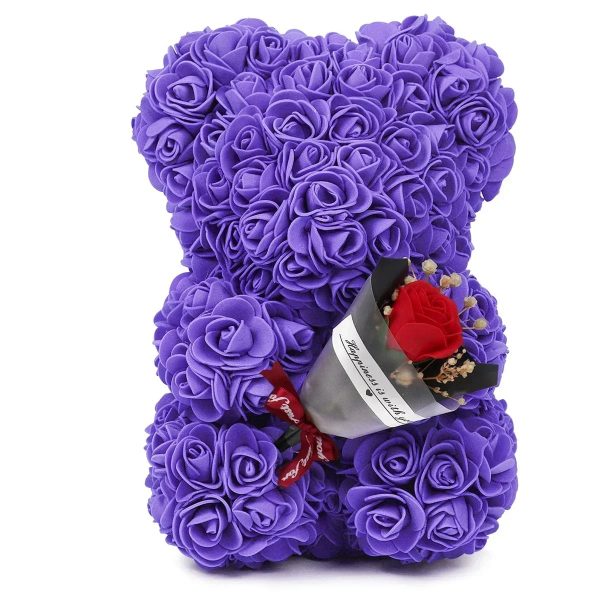 Rose Teddy Bear with Artificial Flowers – Romantic Gift for Girlfriend, Wife, or Mom