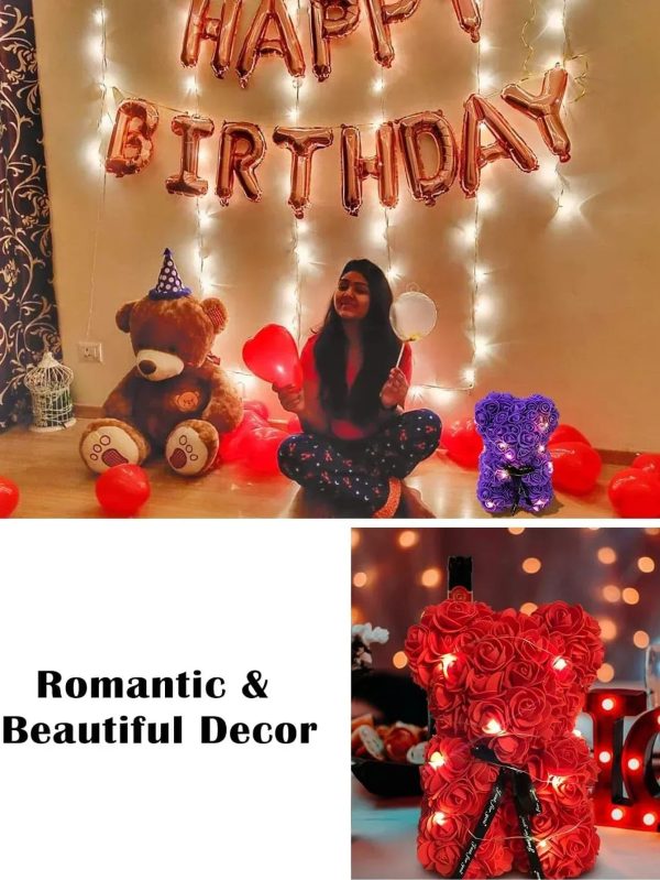 Rose Teddy Bear with Artificial Flowers – Romantic Gift for Girlfriend, Wife, or Mom