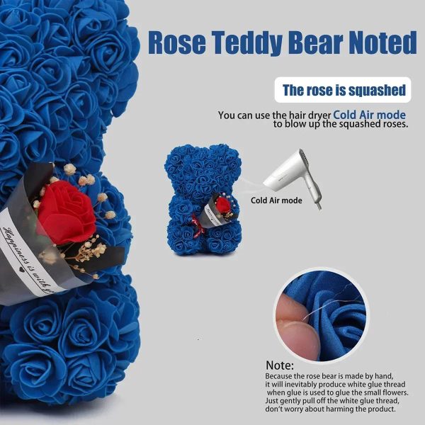 Rose Teddy Bear with Artificial Flowers – Romantic Gift for Girlfriend, Wife, or Mom