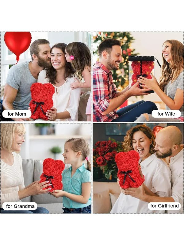 Rose Teddy Bear with Artificial Flowers – Romantic Gift for Girlfriend, Wife, or Mom