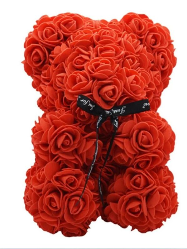 Rose Teddy Bear with Artificial Flowers – Romantic Gift for Girlfriend, Wife, or Mom