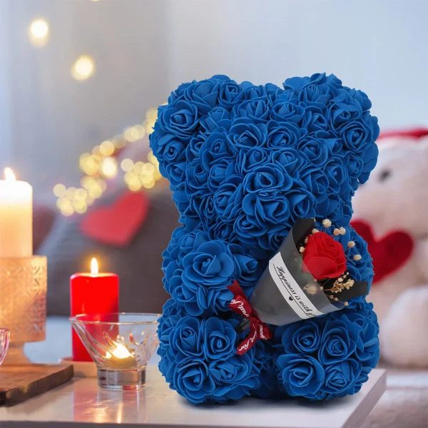 Rose Teddy Bear with Artificial Flowers – Romantic Gift for Girlfriend, Wife, or Mom