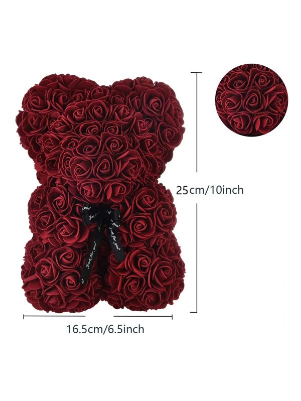Rose Teddy Bear with Artificial Flowers – Romantic Gift for Girlfriend, Wife, or Mom