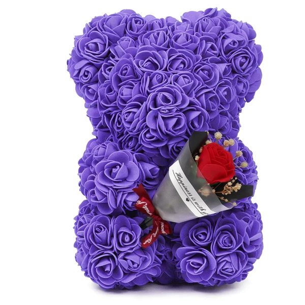 Rose Teddy Bear with Artificial Flowers – Romantic Gift for Girlfriend, Wife, or Mom