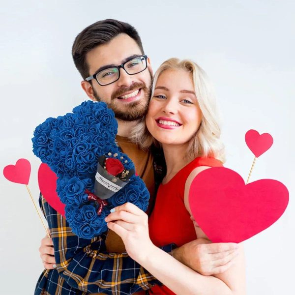 Rose Teddy Bear with Artificial Flowers – Romantic Gift for Girlfriend, Wife, or Mom