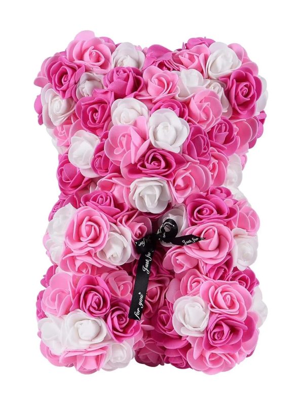Rose Teddy Bear with Artificial Flowers – Romantic Gift for Girlfriend, Wife, or Mom