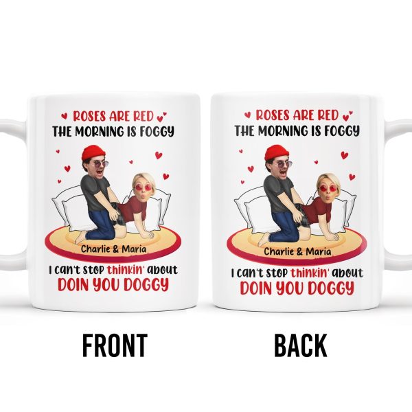 Roses Are Red Morning Foggy Love Quote With Cartoon Couple - Personalized Custom Coffee Mug - CPL259_MG Roses Are Red Morning Foggy Love Quote With Cartoon Couple - Personalized Custom Coffee Mug - CPL259_MG
