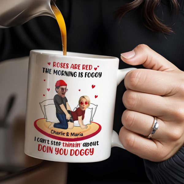 Roses Are Red Morning Foggy Love Quote With Cartoon Couple - Personalized Custom Coffee Mug - CPL259_MG Roses Are Red Morning Foggy Love Quote With Cartoon Couple - Personalized Custom Coffee Mug - CPL259_MG