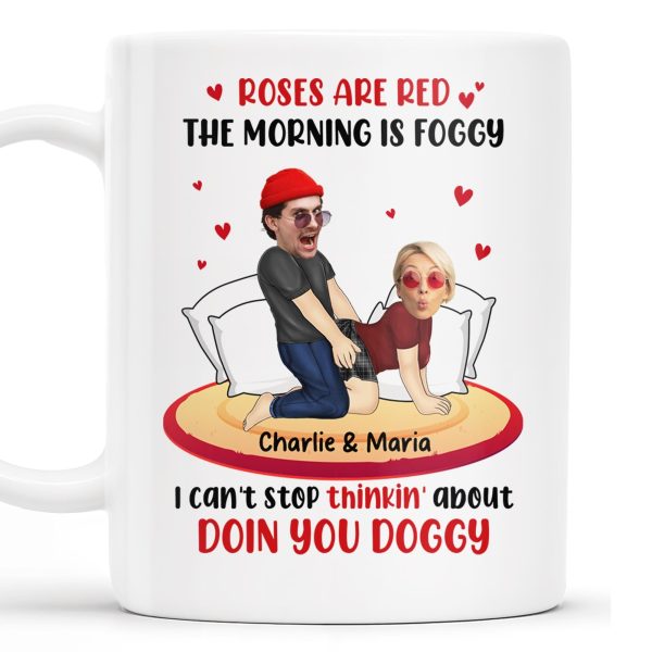 Roses Are Red Morning Foggy Love Quote With Cartoon Couple - Personalized Custom Coffee Mug - CPL259_MG Roses Are Red Morning Foggy Love Quote With Cartoon Couple - Personalized Custom Coffee Mug - CPL259_MG