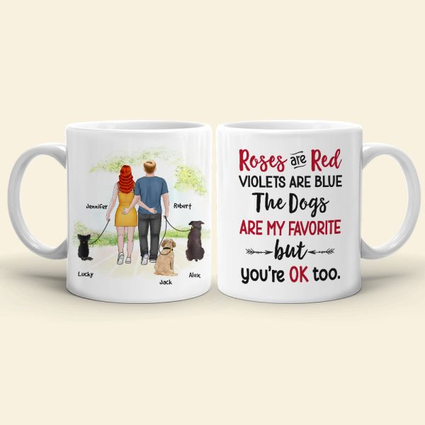 Roses Are Red, Violets Are Blue, Gift For Couple, Personalized Mug, Dog Walking Mug, Anniversary Gift