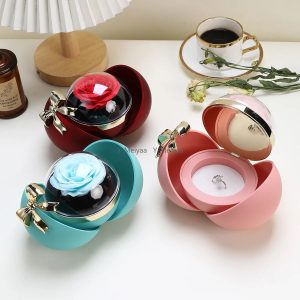 Round Bow Eternal Rose Jewelry Gift Box for Necklace and Ring
