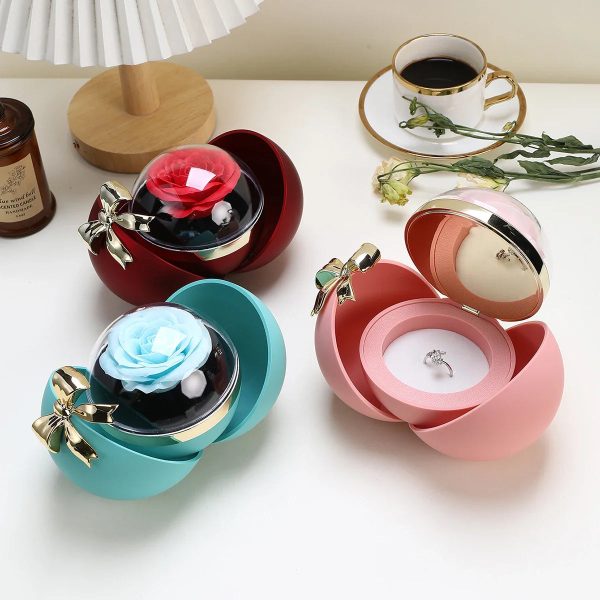 Round Bow Eternal Rose Jewelry Gift Box for Necklace and Ring Round Bow Eternal Rose Jewelry Gift Box for Necklace and Ring