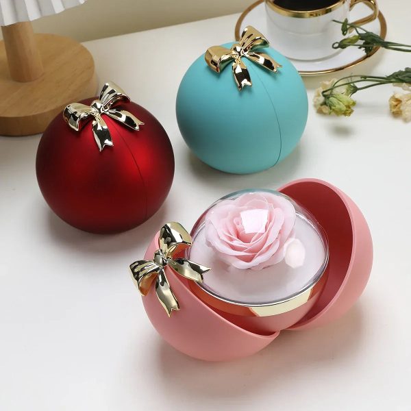 Round Bow Eternal Rose Jewelry Gift Box for Necklace and Ring Round Bow Eternal Rose Jewelry Gift Box for Necklace and Ring