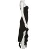 Ruffle Fringe Double Slit Tube Midi Dress Ruffle Fringe Double Slit Tube Midi Dress