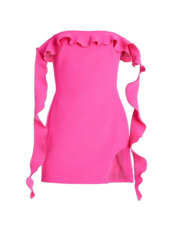 Ruffled Off Shoulder Sleeveless Bandage Mini Dress Ruffled Off Shoulder Sleeveless Bandage Mini Dress