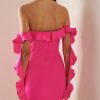 Ruffled Off Shoulder Sleeveless Bandage Mini Dress Ruffled Off Shoulder Sleeveless Bandage Mini Dress