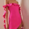 Ruffled Off Shoulder Sleeveless Bandage Mini Dress Ruffled Off Shoulder Sleeveless Bandage Mini Dress