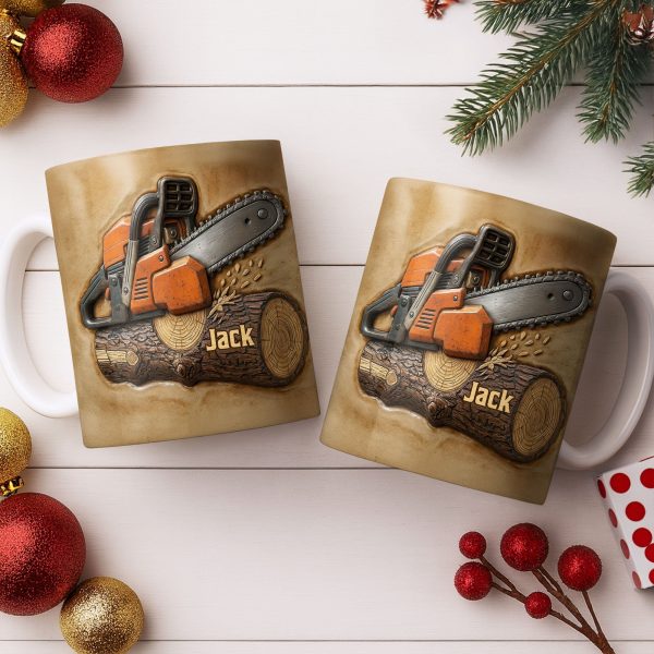 Rugged Chainsaw And Wood Design - Personalized Custom Coffee Mug - JBS063_MG Rugged Chainsaw And Wood Design - Personalized Custom Coffee Mug - JBS063_MG