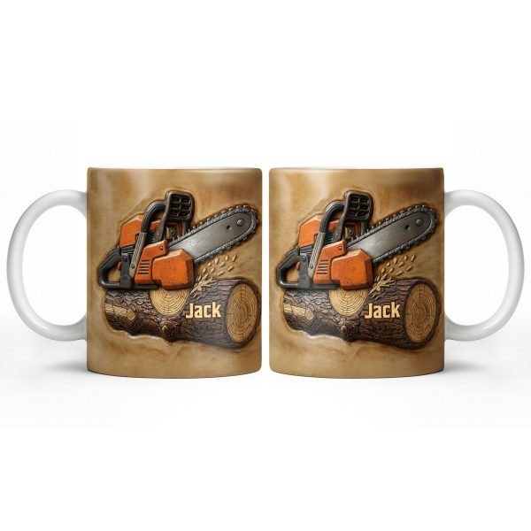 Rugged Chainsaw And Wood Design - Personalized Custom Coffee Mug - JBS063_MG Rugged Chainsaw And Wood Design - Personalized Custom Coffee Mug - JBS063_MG