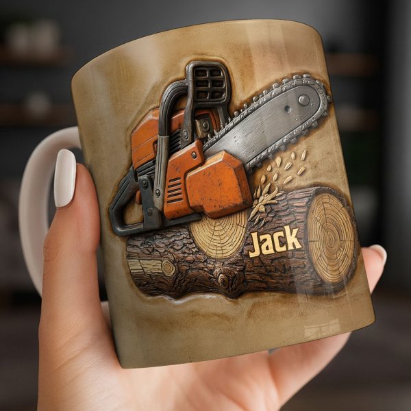Rugged Chainsaw And Wood Design - Personalized Custom Coffee Mug - JBS063_MG Rugged Chainsaw And Wood Design - Personalized Custom Coffee Mug - JBS063_MG