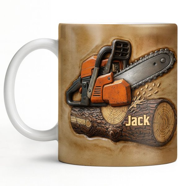 Rugged Chainsaw And Wood Design - Personalized Custom Coffee Mug - JBS063_MG Rugged Chainsaw And Wood Design - Personalized Custom Coffee Mug - JBS063_MG