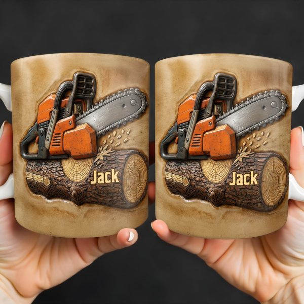 Rugged Chainsaw And Wood Design - Personalized Custom Coffee Mug - JBS063_MG Rugged Chainsaw And Wood Design - Personalized Custom Coffee Mug - JBS063_MG