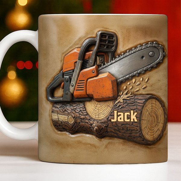 Rugged Chainsaw And Wood Design - Personalized Custom Coffee Mug - JBS063_MG Rugged Chainsaw And Wood Design - Personalized Custom Coffee Mug - JBS063_MG