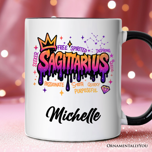 Sagittarius Graffiti Zodiac Personalized Mug, Street Style Astrology Horoscope Gift with Custom Name Sagittarius Graffiti Zodiac Personalized Mug, Street Style Astrology Horoscope Gift with Custom Name