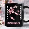 Sakura Cherry Blossom Personalized Mug, Vintage Japanese Spring Floral Gift with Custom Name Sakura Cherry Blossom Personalized Mug, Vintage Japanese Spring Floral Gift with Custom Name