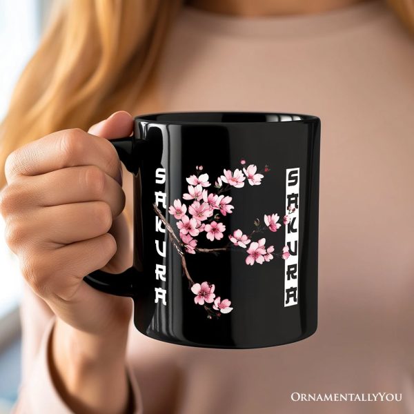 Sakura Cherry Blossom Personalized Mug, Vintage Japanese Spring Floral Gift with Custom Name Sakura Cherry Blossom Personalized Mug, Vintage Japanese Spring Floral Gift with Custom Name