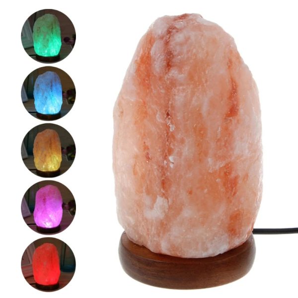 Salt Lamp Natural Hand Carved Wooden Base Salt Lamp Natural Hand Carved Wooden Base