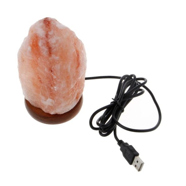 Salt Lamp Natural Hand Carved Wooden Base Salt Lamp Natural Hand Carved Wooden Base