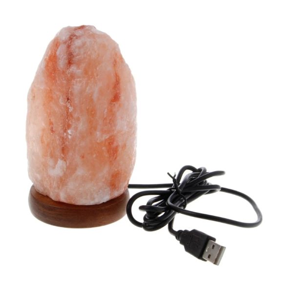 Salt Lamp Natural Hand Carved Wooden Base Salt Lamp Natural Hand Carved Wooden Base