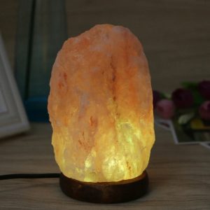Salt Lamp Natural Hand Carved Wooden Base