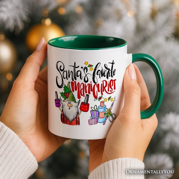 Santa's Favorite Manicurist Nail Art Personalized Mug, Beauty Artist Appreciation Gift with Custom Name Santa's Favorite Manicurist Nail Art Personalized Mug, Beauty Artist Appreciation Gift with Custom Name