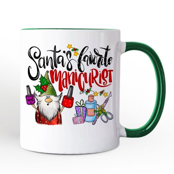 Santa's Favorite Manicurist Nail Art Personalized Mug, Beauty Artist Appreciation Gift with Custom Name Santa's Favorite Manicurist Nail Art Personalized Mug, Beauty Artist Appreciation Gift with Custom Name
