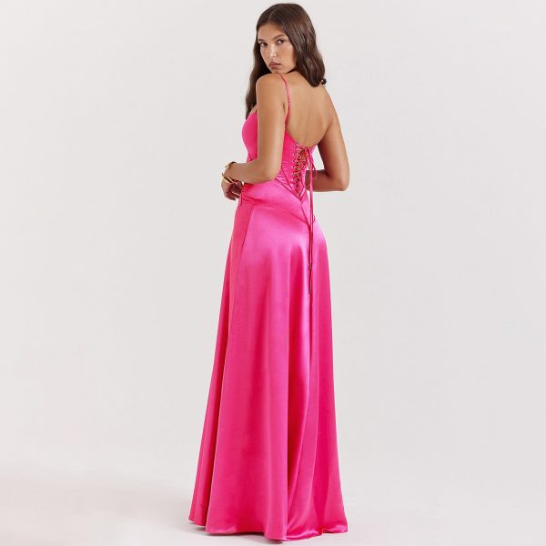 Satin Back Tie-Up Maxi Dress Satin Back Tie-Up Maxi Dress
