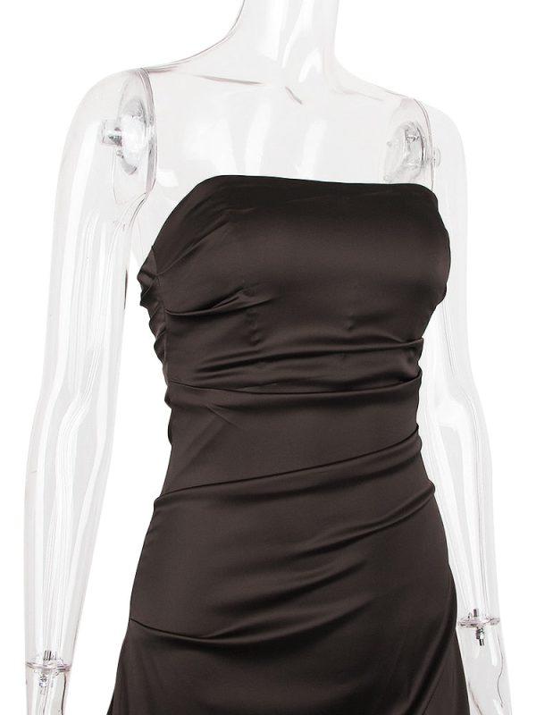 Satin Draped Tube Mini Dress