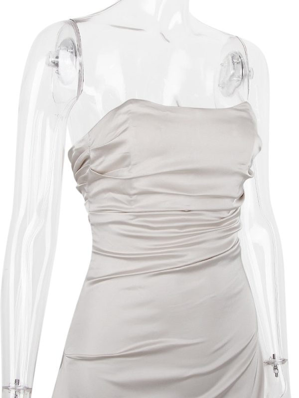 Satin Draped Tube Mini Dress