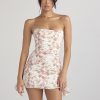 Satin Draped Tube Mini Dress