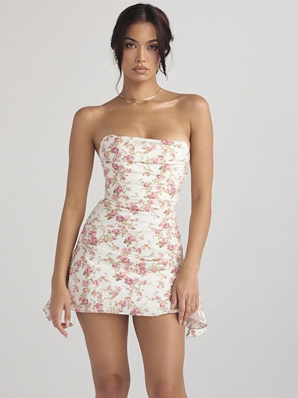 Satin Draped Tube Mini Dress