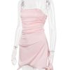 Satin Draped Tube Mini Dress