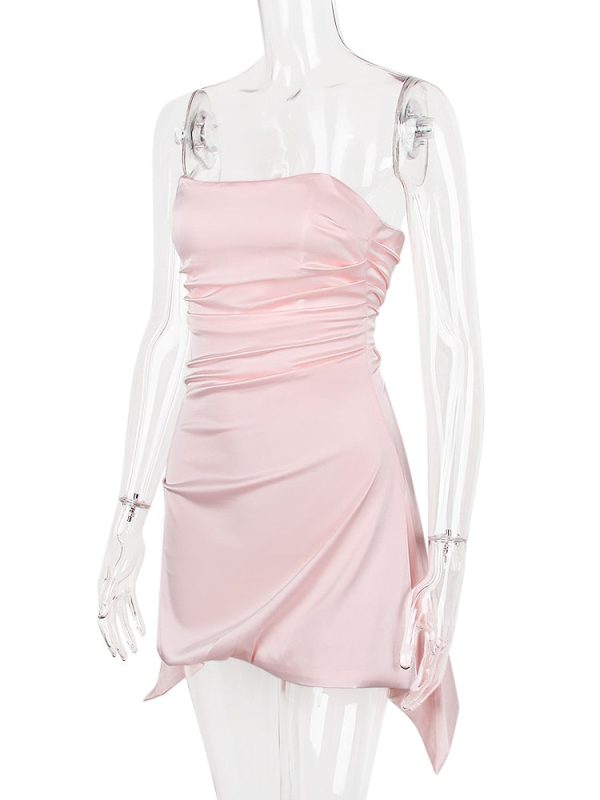 Satin Draped Tube Mini Dress