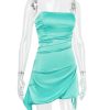 Satin Draped Tube Mini Dress