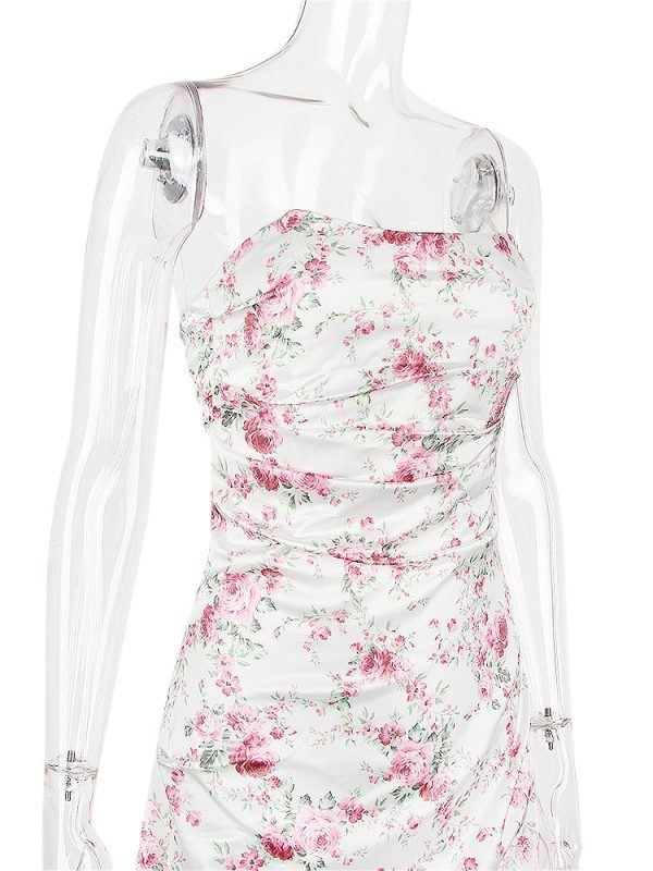 Satin Draped Tube Mini Dress