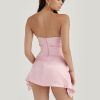 Satin Draped Tube Mini Dress