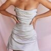 Satin Draped Tube Mini Dress