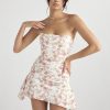 Satin Draped Tube Mini Dress