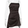 Satin Draped Tube Mini Dress