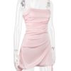 Satin Draped Tube Mini Dress